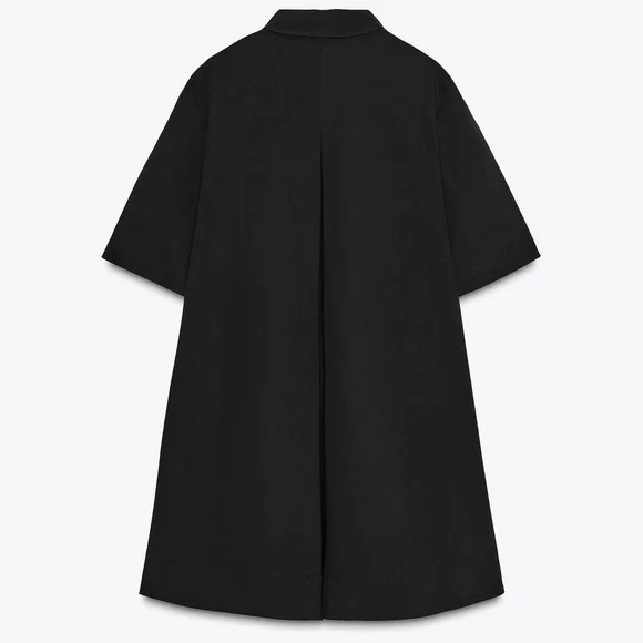 ZARA Short black poplin dress, ZW collection M NWT - Picture 7 of 12